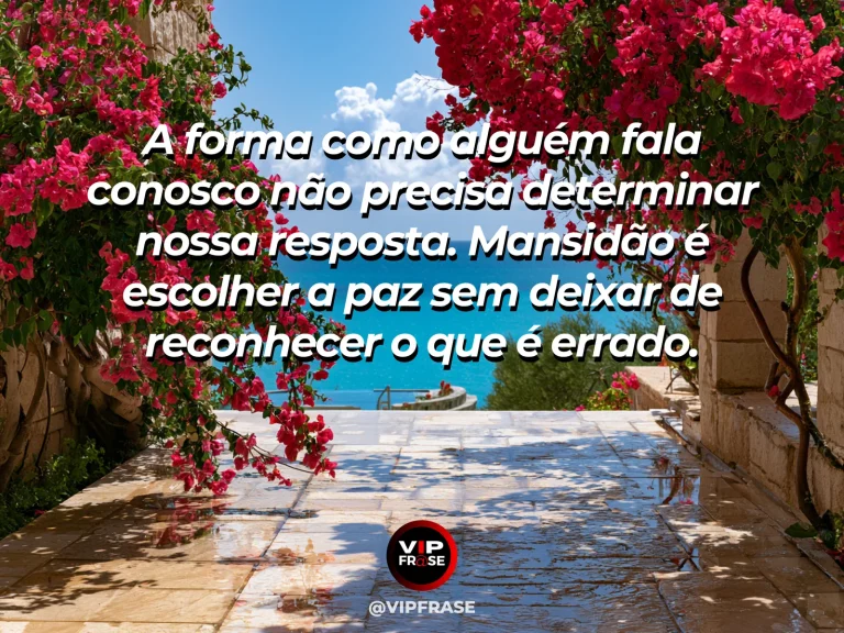 Mensagem sobre não responder à dureza com dureza, com jardim cercado de azaleias vibrantes junto a uma fonte.