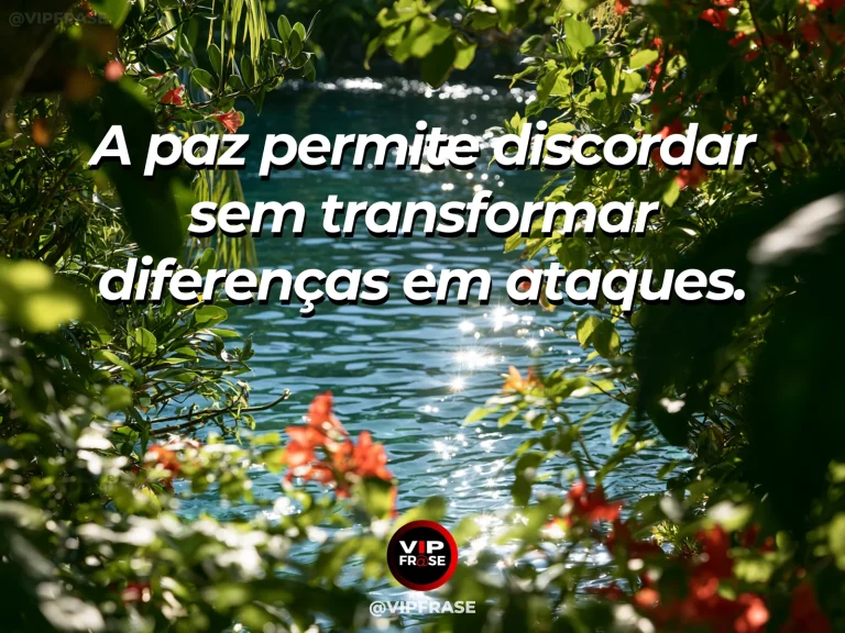 Mensagem sobre não transformar diferenças em ofensas, com dois caminhos paralelos em jardim com flores vivas e árvores.