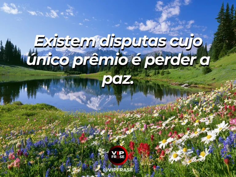 Mensagem sobre o alívio de abandonar disputas inúteis, com trilha pela campina florida com céu azul e sol suave.