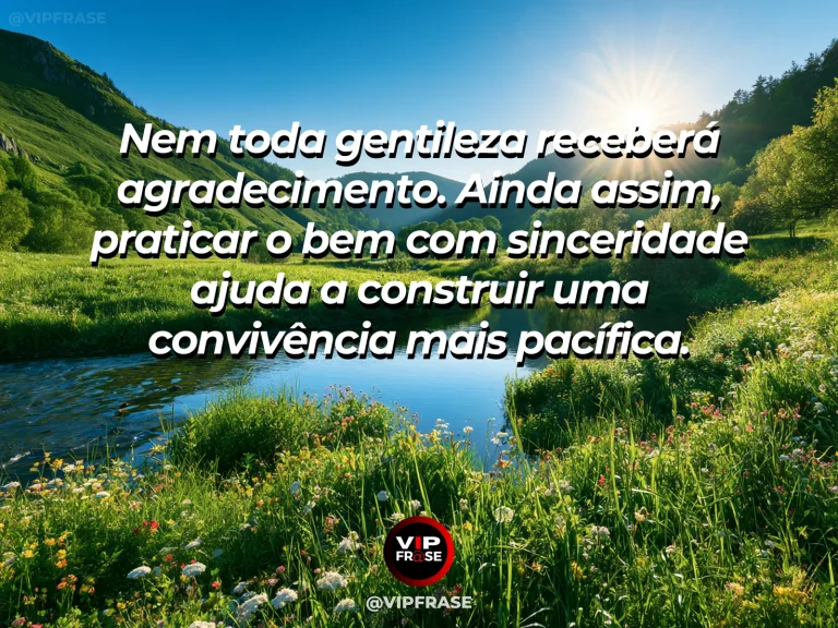 Mensagem sobre o bem que fazemos sem esperar retorno, com pomar de árvores frutíferas com trilha clara sob sol de primavera.