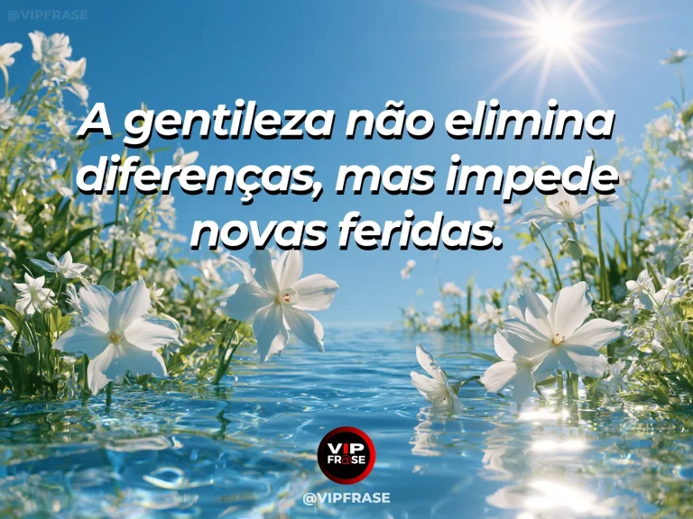 Mensagem sobre o bem que nasce de uma resposta mansa, com vaso com flores frescas em varanda ensolarada.