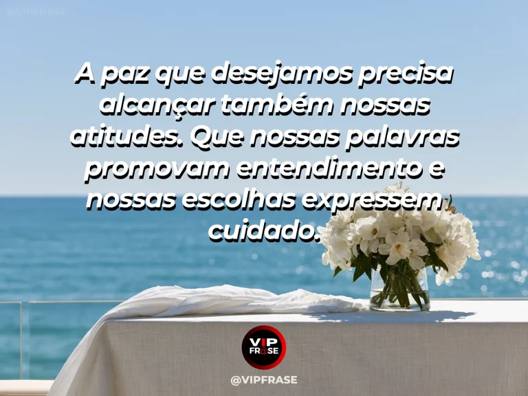 Mensagem sobre que a paz apareça no modo de viver, com duas trilhas se unindo diante de um jardim vibrante e luminoso.