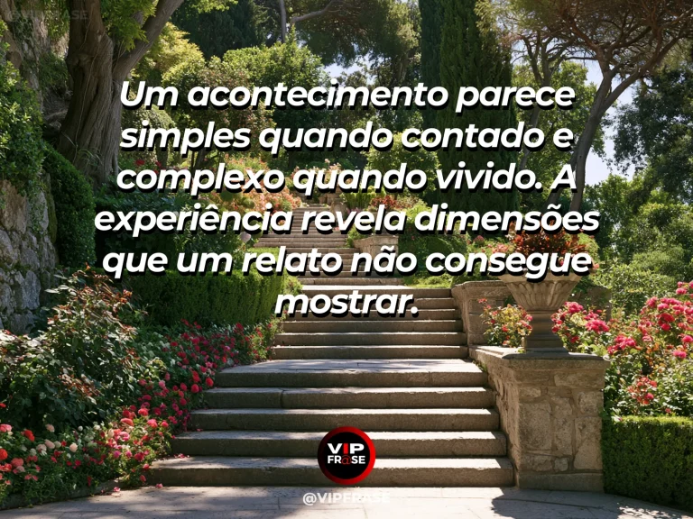 Mensagem sobre a vida, com jardim em vários níveis com caminhos entre flores diversas.