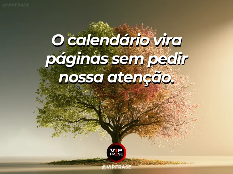 Mensagem sobre a vida, com um jardim com árvores em diferentes estágios das estações.