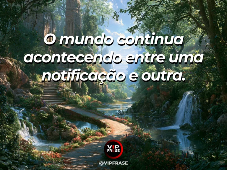 Mensagem sobre a vida, com rua urbana agradável com árvores floridas e céu limpo.