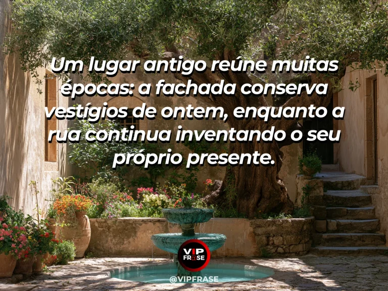 Mensagem sobre a vida, com rua histórica de fachadas coloridas com flores e janelas iluminadas.
