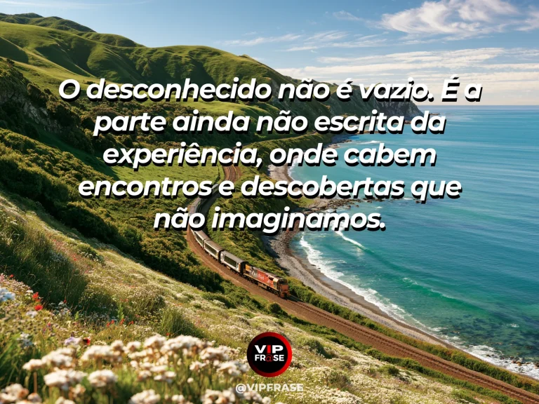 Mensagem sobre a vida, com uma trilha litorânea que contorna uma colina florida rumo ao horizonte.