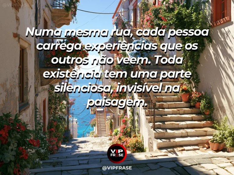 Mensagem sobre a vida, com uma rua histórica colorida com diferentes portas e passagens.