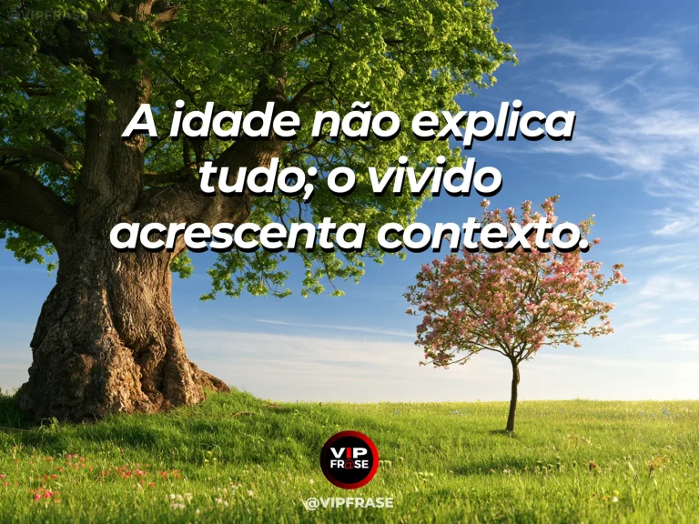 Mensagem sobre a vida, com uma oliveira antiga de copa exuberante no meio de um jardim colorido.