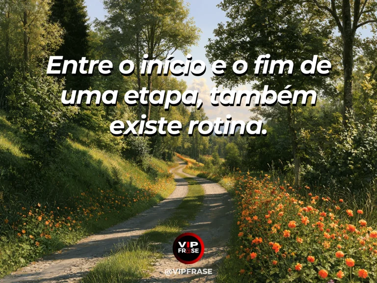 Mensagem sobre a vida, com alameda florida que une uma varanda antiga a um jardim moderno.