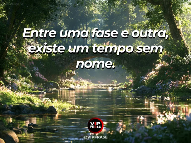 Mensagem sobre a vida, com uma ponte de pedra entre dois jardins verdes e luminosos.