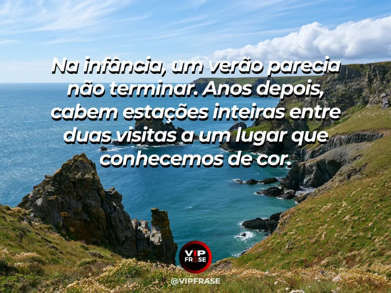 Mensagem sobre a vida, com estrada costeira coberta de flores sob o céu de verão.
