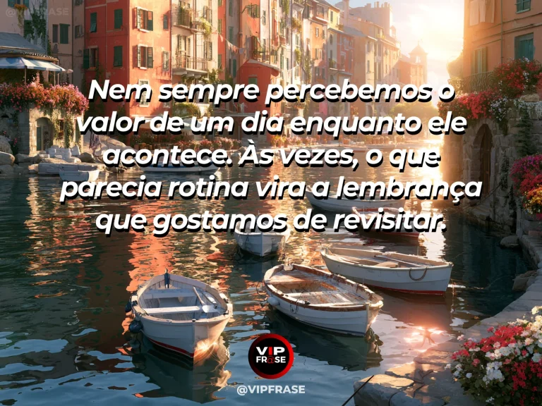 Mensagem sobre a vida com porto colorido com barcos e casas em tons vivos.