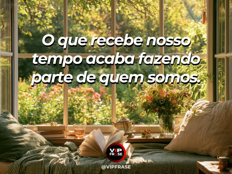 Mensagem sobre a vida com poltrona de leitura ao lado de janela florida.