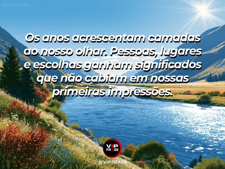 Mensagem sobre a vida, com lago de montanha refletindo bosques verdes em várias camadas.