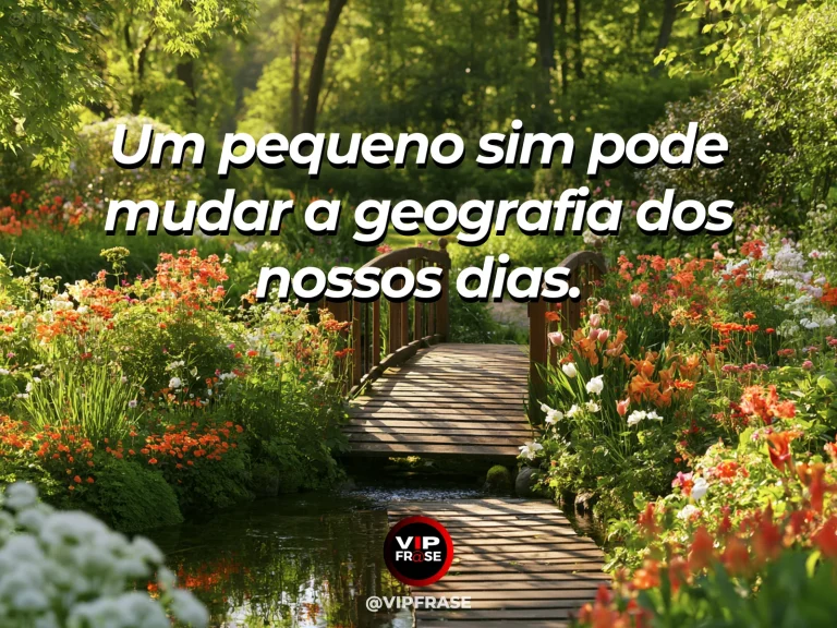 Mensagem sobre a vida, com portão azul aberto para dois caminhos entre jardins vivos.