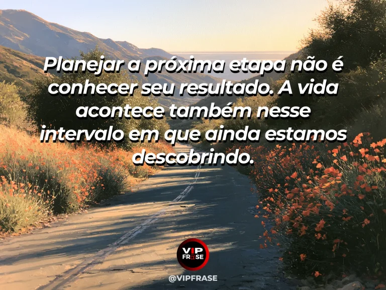 Mensagem sobre a vida, com uma estrada tranquila contornando colinas verdes e floridas.