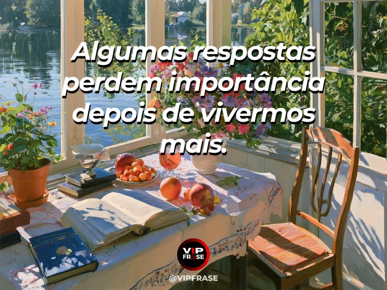 Mensagem sobre a vida, com livros antigos sobre uma mesa perto de janela com roseiras.