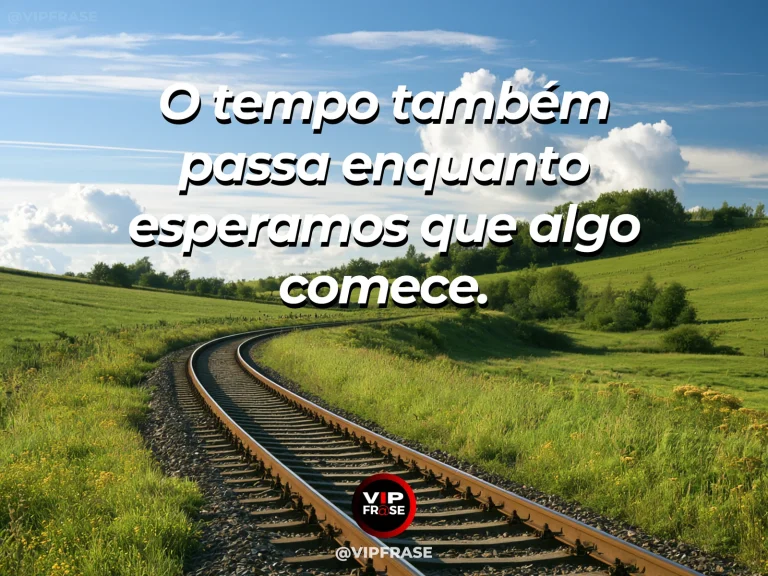 Mensagem sobre a vida, com uma plataforma de estação ensolarada cercada por vegetação florida.