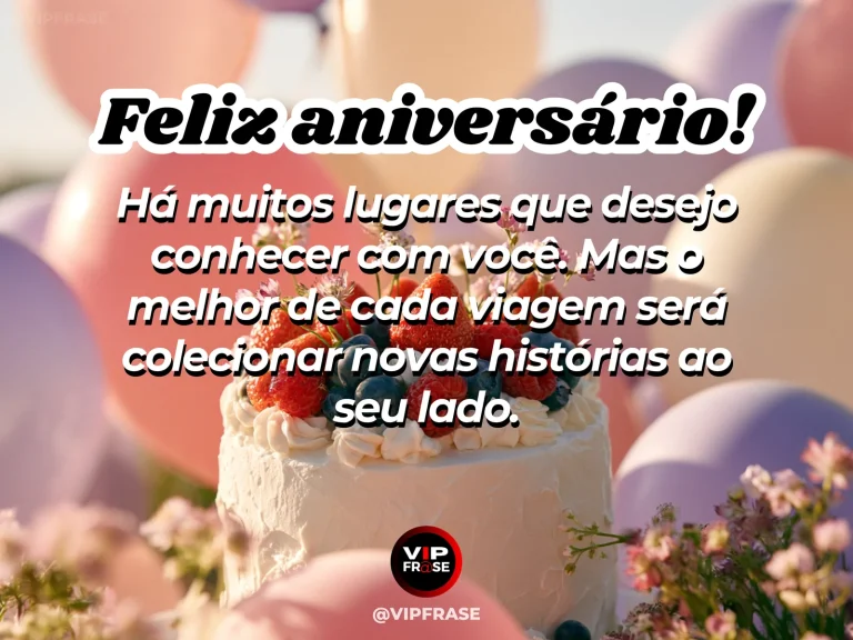 Mensagem de aniversário para esposa sobre amor e cumplicidade, com cenário romântico iluminado.