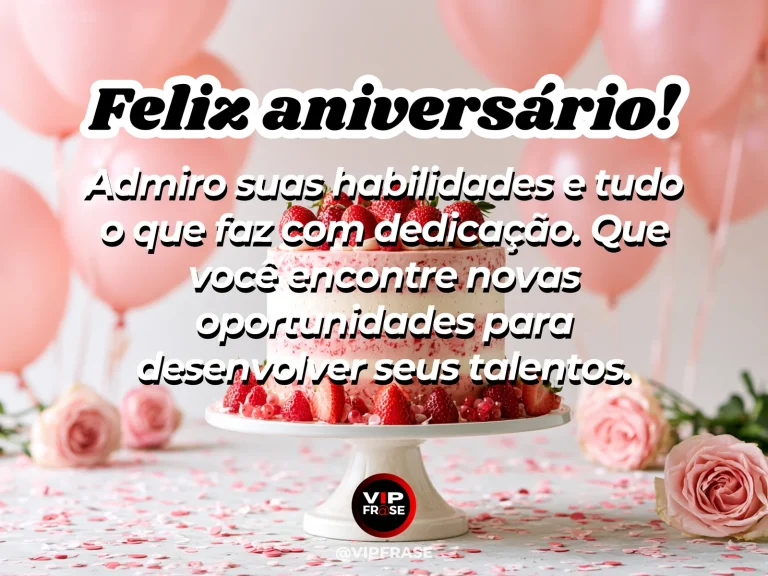 Mensagem de aniversário para esposa sobre conquistas e apoio, com cenário romântico iluminado.