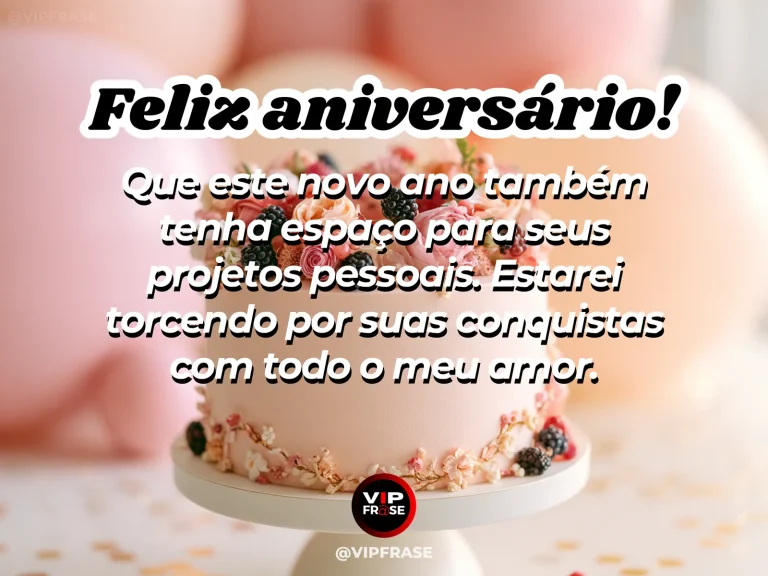 Mensagem de aniversário para esposa sobre conquistas e apoio, com cenário romântico iluminado.