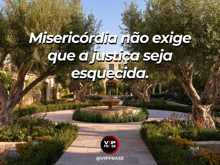 Mensagem de sabedoria sobre misericórdia e justiça, com balança discreta entre flores brancas e ramos verdes.