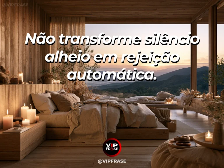 Frase de autoestima sobre not reading rejection into silence, com quiet lake at sunrise with soft flowers
