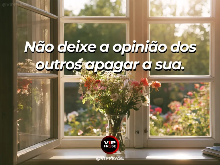 Frase de autoestima sobre protecting your own voice from external opinions, com open window facing a clear landscape