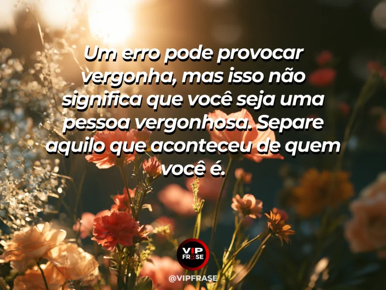 Mensagem de autoestima sobre separating mistakes from identity, com soft petals after rain lit by warm sun