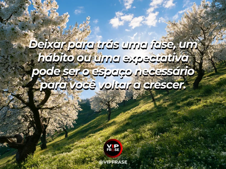 Mensagem de superação com folhas antigas dando lugar a brotos novos em um caminho iluminado, simbolizando despedida e crescimento.