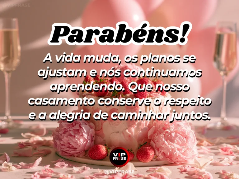 Mensagem de aniversário para esposa sobre amor e cumplicidade, com cenário romântico iluminado.