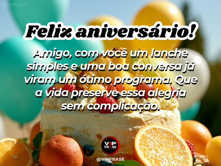 Arte de aniversário para amigo sobre amizade, com cenário comemorativo acolhedor e elementos visuais relacionados à amizade.