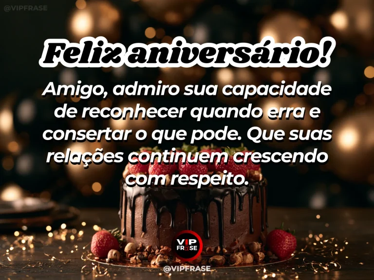 Arte de aniversário para amigo sobre desculpas, com cenário comemorativo acolhedor e elementos visuais relacionados à amizade.