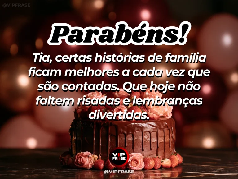 Mensagem de aniversário para tia sobre familia, com vintage family album with birthday cake and lively pink flowers.