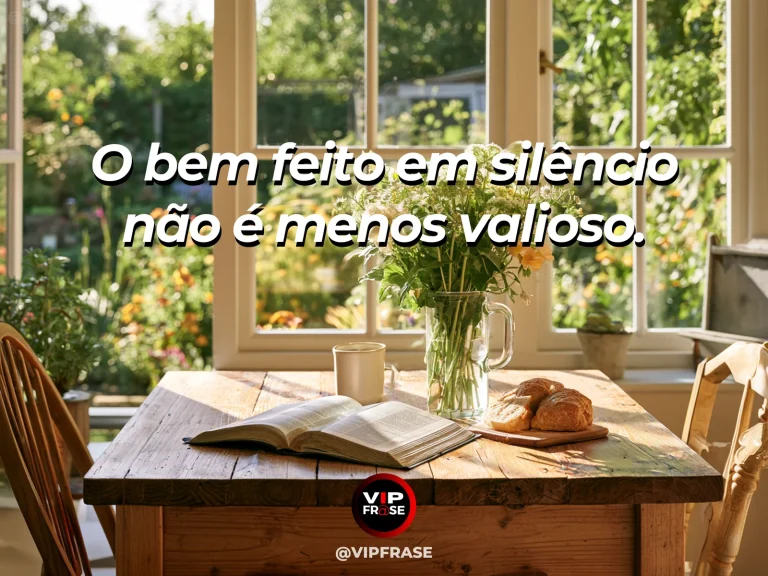 Frase de força sobre o dever sem espetáculo, ilustrada por um jardim secreto de pedras antigas sob luz suave.