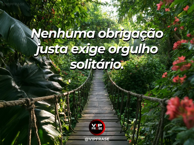 Frase de força sobre o direito de pedir auxílio, ilustrada por uma ponte suspensa sólida ligando margens floridas.