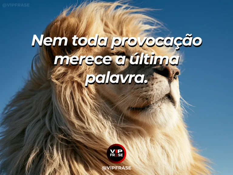 Mensagem de força sobre o domínio de não disputar, com leão sereno deitado em campo dourado.