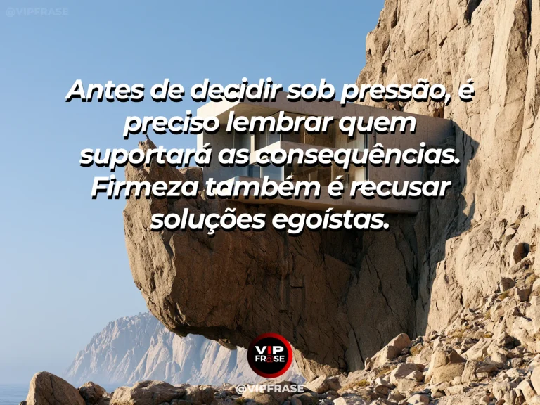 Frase de força sobre o peso de uma decisão que afeta outros, com grande aqueduto de pedra com arcos sobre aldeia em um vale fértil.