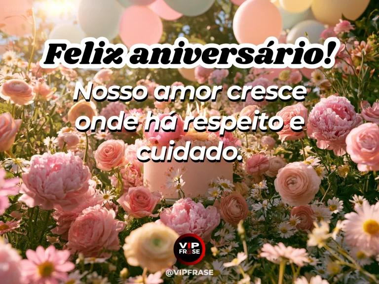 Mensagem de aniversário para esposa sobre amor e cumplicidade, com cenário romântico iluminado.
