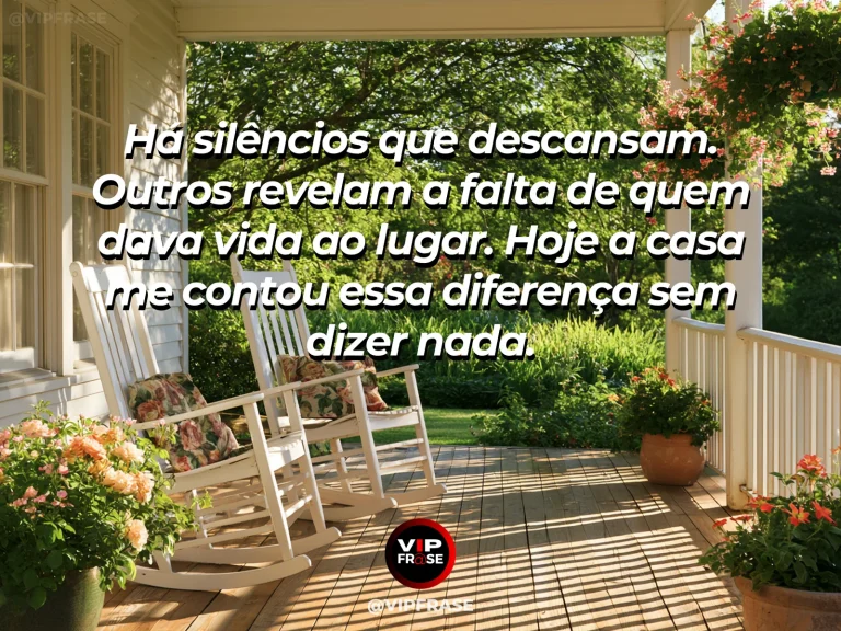Mensagem de saudade sobre a falta de uma presença querida, com sala com poltrona vazia, flores e feixes de sol.