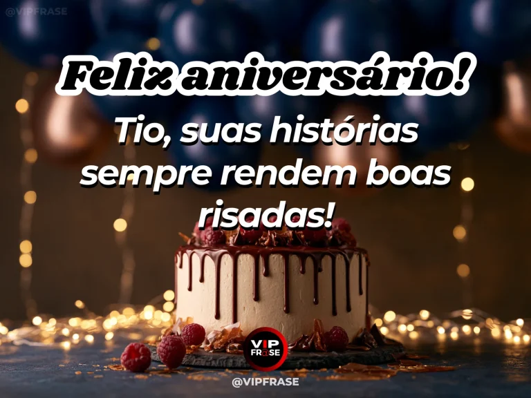 Mensagem de aniversário para tio sobre felicidade, com cenário acolhedor e luz natural.