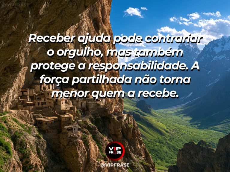 Frase de força sobre o valor de uma ajuda recebida, com dois cedros entrelaçados protegendo um pequeno bosque junto a riacho.