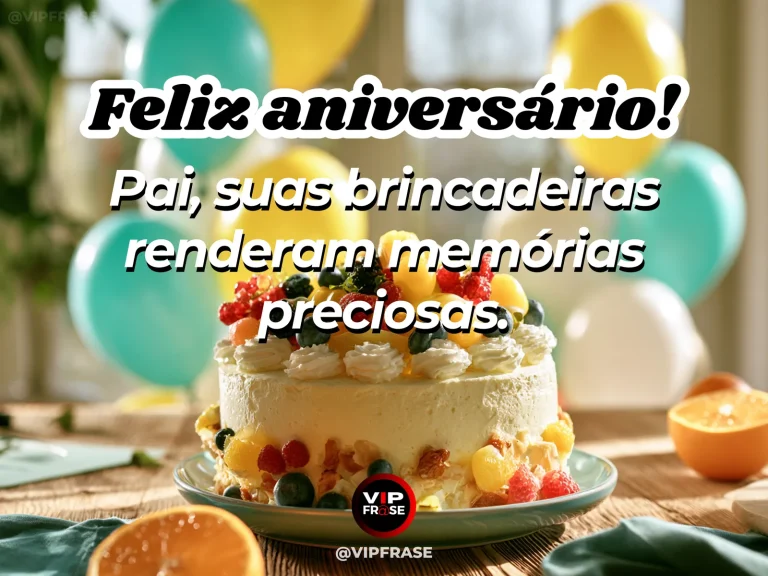 Mensagem de aniversário para pai sobre brincadeiras familiares, com wooden board game pieces and colorful paper pinwheels on festive sunny picnic table.
