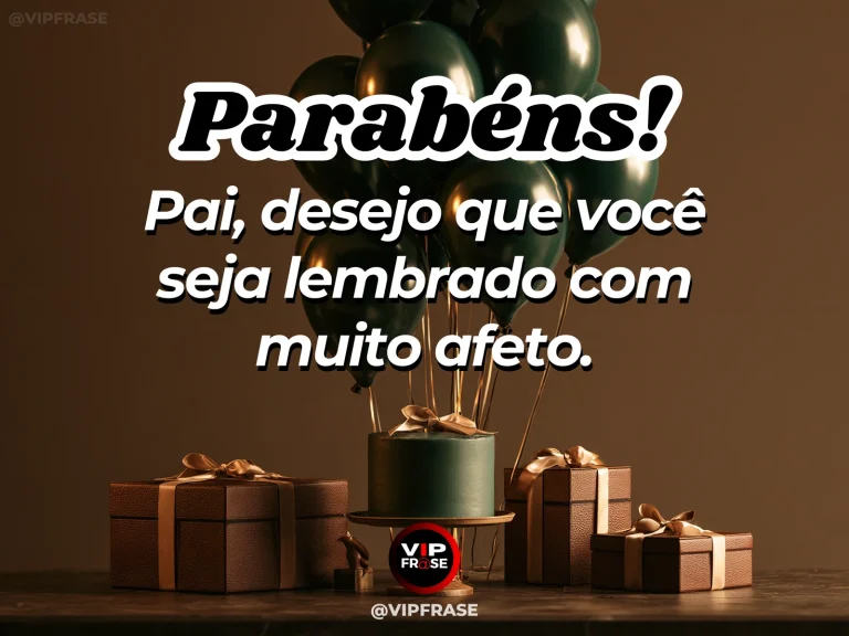 Mensagem de aniversário para pai sobre ser lembrado com afeto, com birthday cake and small thoughtful wrapped gifts in bright home with fresh flowers.