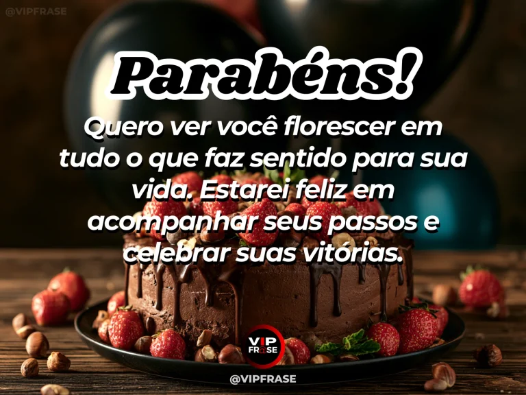 Mensagem de aniversário para namorado sobre sucesso, com jardim aberto com flores cor-de-rosa.