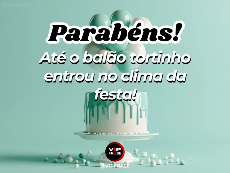 Arte de aniversário bem-humorada sobre a decoração de festa com um balão tortinho, mostrando bolo branco de cobertura verde com balões verdes.