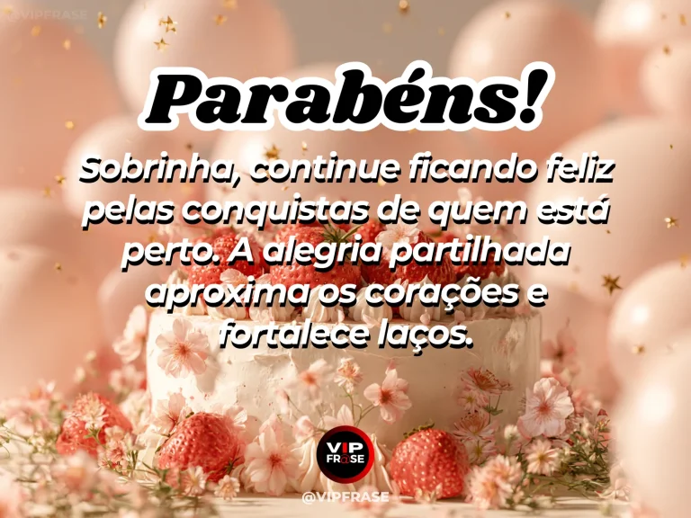 Mensagem de aniversário para sobrinha sobre felicidade, com cena festiva de two small decorated birthday cakes in a festive garden.
