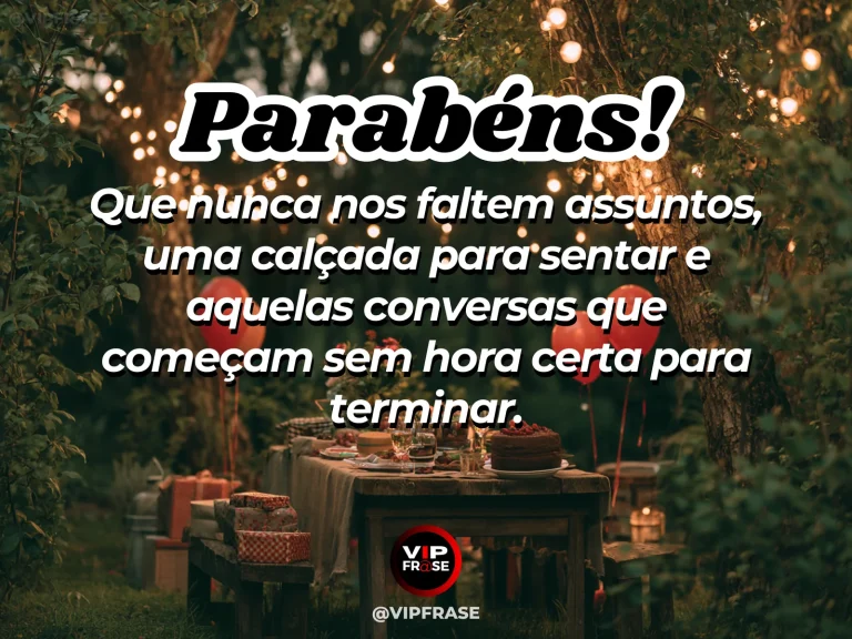 Arte de aniversário para amigo sobre amizade, com cenário comemorativo acolhedor e elementos visuais relacionados à amizade.
