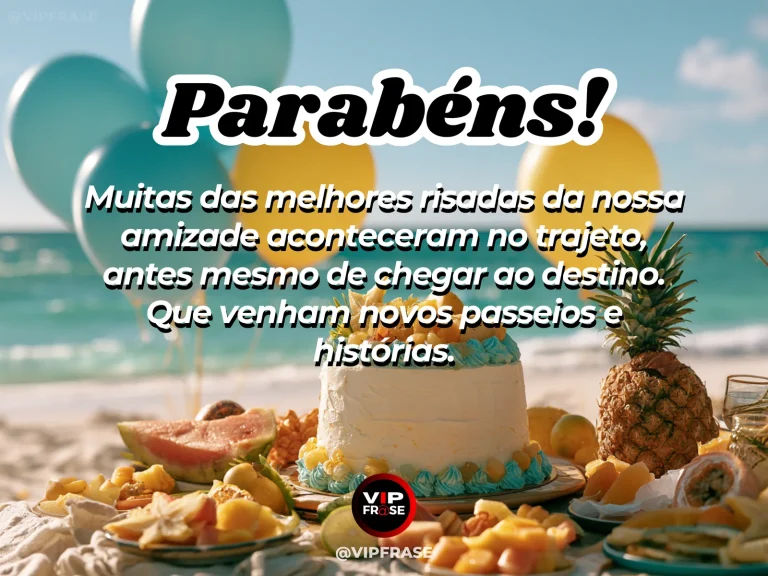Arte de aniversário para amigo sobre amizade, com cenário comemorativo acolhedor e elementos visuais relacionados à amizade.